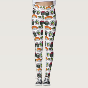 Japansk Food Japan Sushi Nigiri Roll Foodie Skriv Leggings