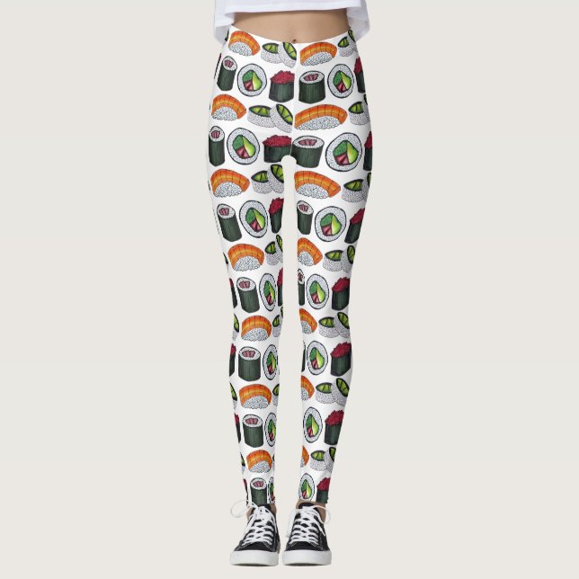 Japansk Food Japan Sushi Nigiri Roll Foodie Skriv  Leggings (Framsida)