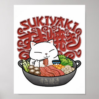 Japansk Food Sukiyaki Cat Poster
