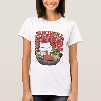 Japansk Food Sukiyaki Cat T Shirt