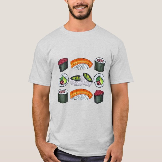 Japansk Food Sushi Nigiri Maki Roll Rolls T-Shirt (Framsida)