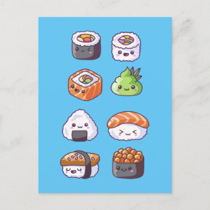 Japansk Food Sushi Roll Vykort