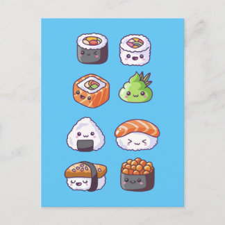 Japansk Food Sushi Roll Vykort