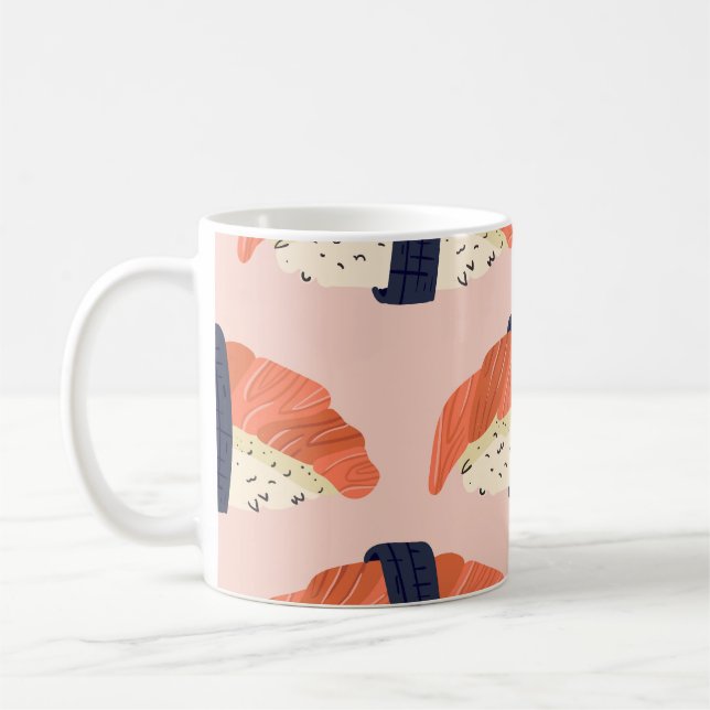 Japansk Food Sushi Seamless Illustration Kaffemugg (Vänster)