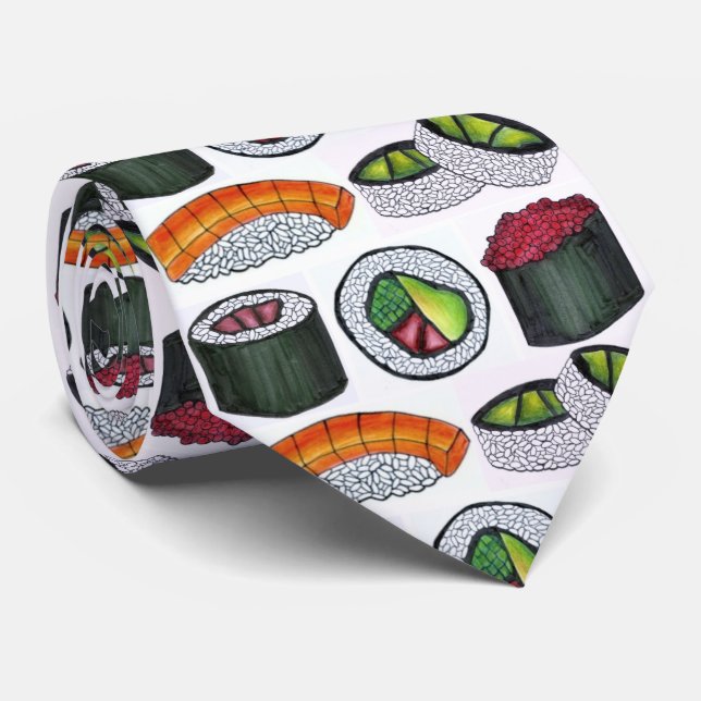 Japansk Food Sushi Tuna Avocado Roll Foodie Tie Slips (Rullad)