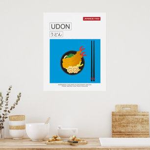 Japansk Food Udon Noodles Wall Art Poster