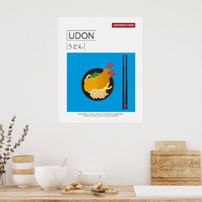 Japansk Food Udon Noodles Wall Art Poster (Kök)