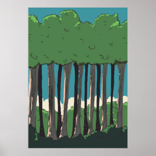 Japansk Forest träd Poster