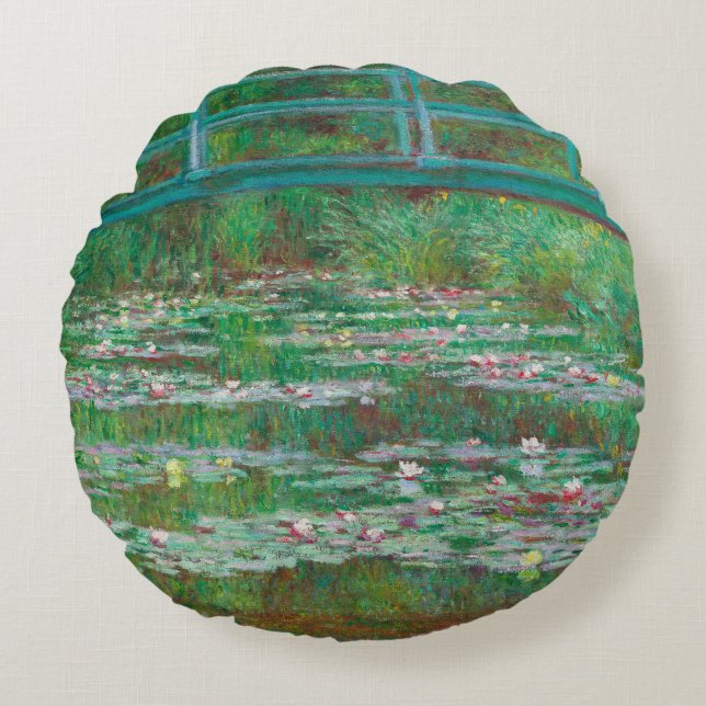 Japansk fotbollsspelare Claude Monet Impressionist Rund Kudde (Framsidan)