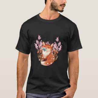 Japansk Fox Cherry Blommar Flower Sakura T Shirt