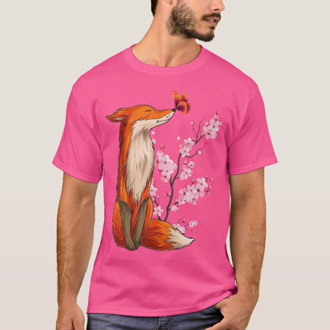 Japansk Fox Cherry Blommar Flower Sakura Träd Ka T Shirt (Framsida)