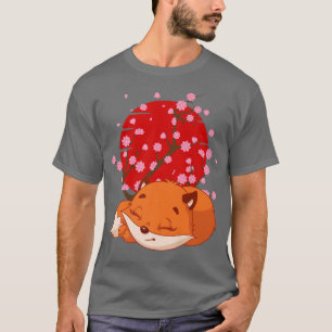 Japansk Fox Cherry Blommar Funny Flower Sakura Ka T Shirt