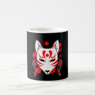 Japansk Fox Kitsune Kami Inari Kawaii Mask Kaffemugg