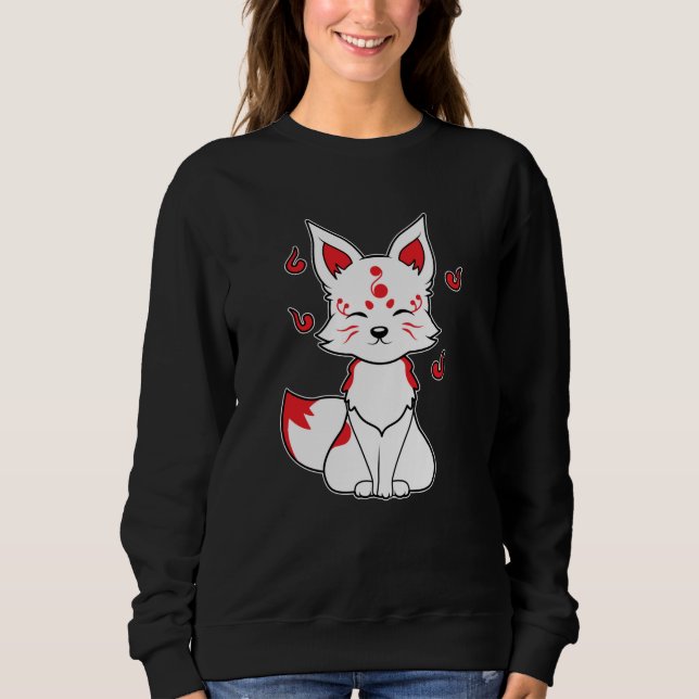 Japansk Fox Kitsune Kami Inari Kawaii Mask T Shirt (Framsida)