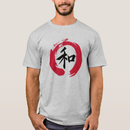 Japansk "fred" Kanjiinsida en röd Ensō Zen Tee