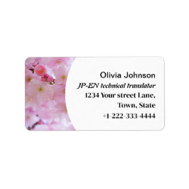 Japansk frilansöversättare rosa cherry-blommar adressetikett