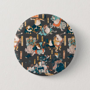 Japansk Frog Woodblock ukiyo-e anime-hjälte Knapp