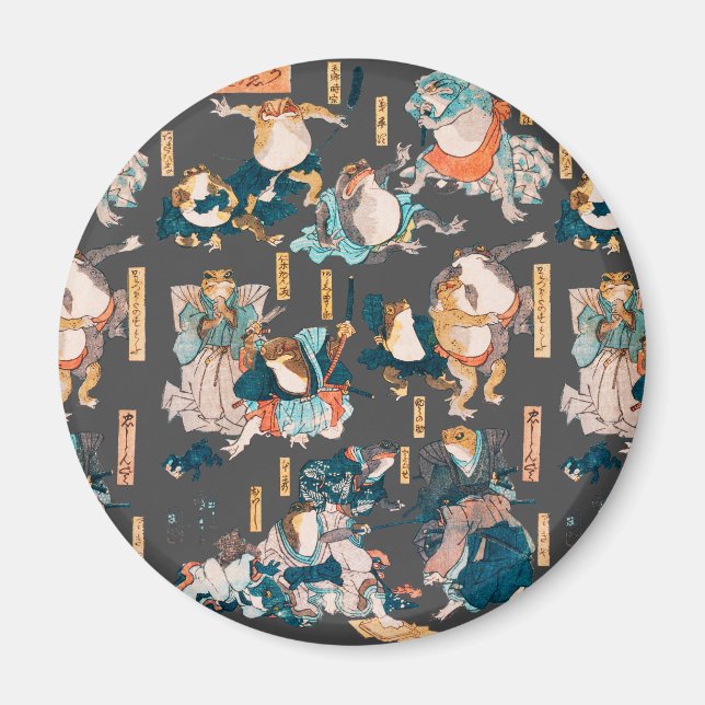 Japansk Frog Woodblock ukiyo-e anime-hjälte Magnet (Framsidan)
