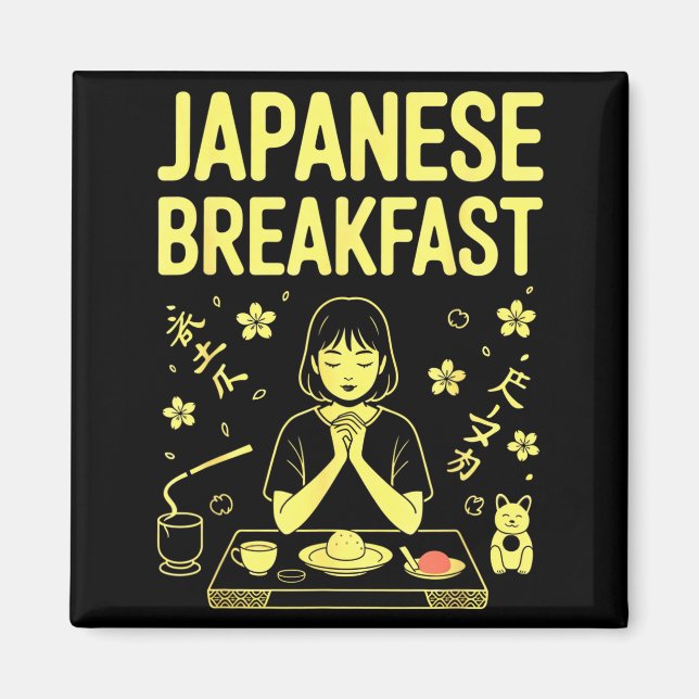Japansk Frukost Zen Morgon Miso Ris Te Grafik Magnet (Framsidan)