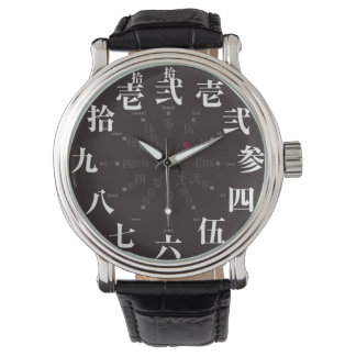 Japansk gammal kanji stil [svart ansikte] armbandsur