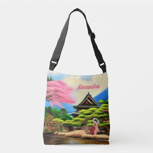 Japansk Garden Scenery Crossbody Bag Axelväska (Framsida)