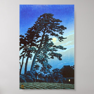 Japansk gårm med Träd Woodblock Art Ukiyo-E Poster