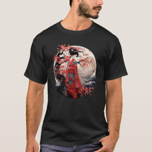Japansk Geisha Art Skriv ut traditionell Kimono Be T Shirt