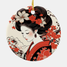 Japansk Geisha Ceramic Ornament
