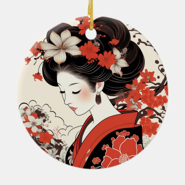 Japansk Geisha Ceramic Ornament (Baksidan)