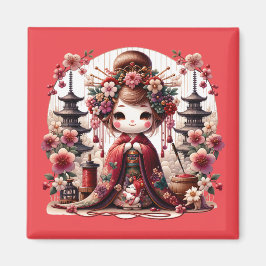Japansk Geisha Cute Scene Magnet