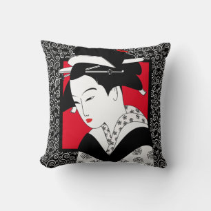 Japansk Geisha Dam Rullgardins Kudd Kudde