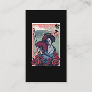 Japansk Geisha Död Samurai Girl Visitkort