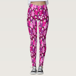 Japansk geisha i Kimonos Rosa Mönster Leggings