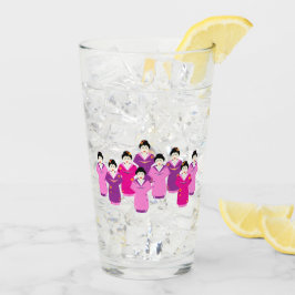 Japansk geisha i Kimonos Söt Glaskopp