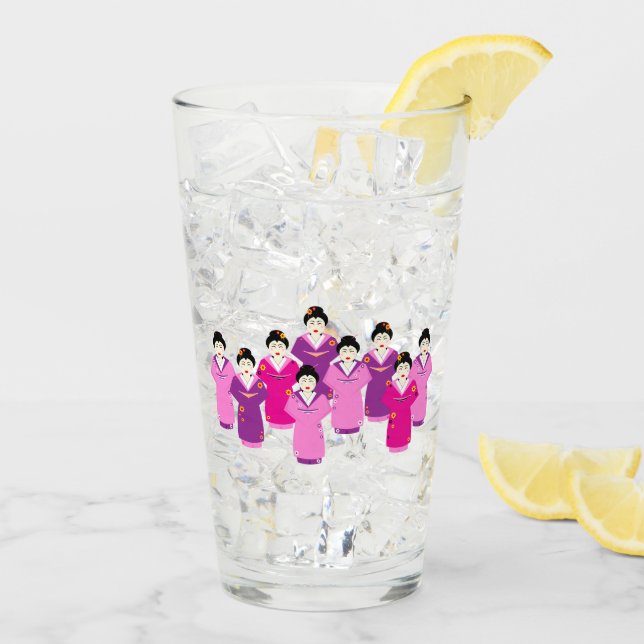 Japansk geisha i Kimonos Söt Glaskopp (Bakside Is)