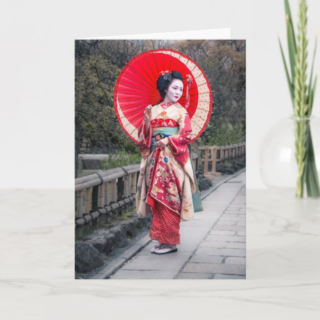 Japansk Geisha i Kyoto Kort (Framsida)