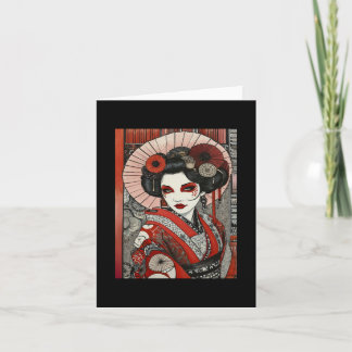Japansk Geisha-inspirerad gotisk konst röd svart Kort