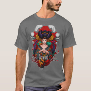 Japansk Geisha Kawaii Girl Kimono Samurai (2) T Shirt
