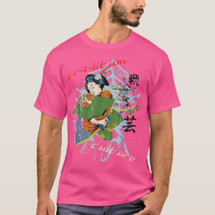 Japansk Geisha Kawaii Girl Kimono Samurai T-Shirt