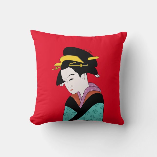 Japansk Geisha kimono Kudde (Framsida)