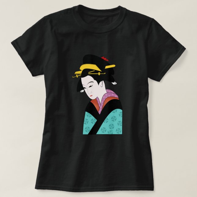 Japansk Geisha kimono söt konst T Shirt (Design framsida)