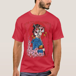 Japansk Geisha Mask Sword Japan  T Shirt