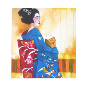 Japansk Geisha med blå kimono Anteckningsblock