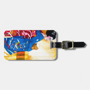 Japansk Geisha med blå kimono Bagagebricka