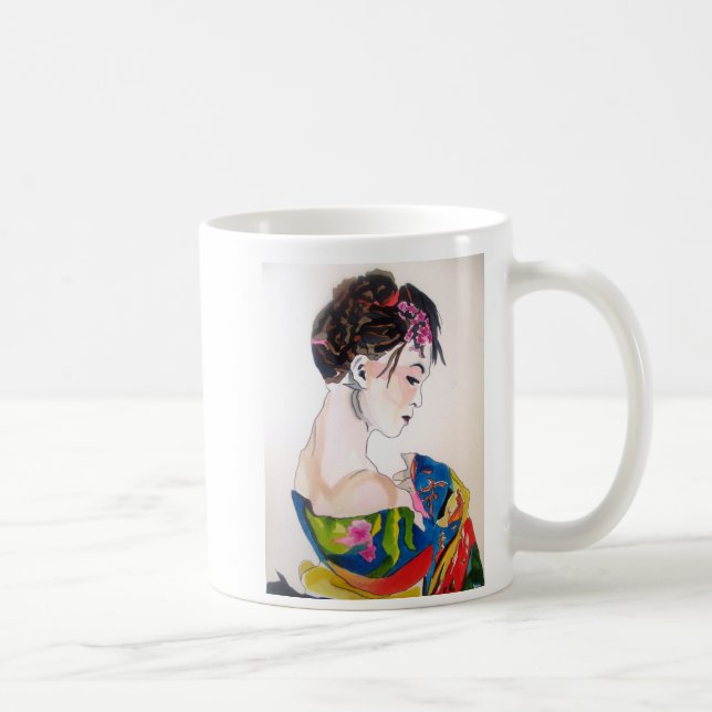 Japansk Geisha med blå kimono Kaffemugg (Höger)