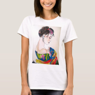 Japansk Geisha med blå kimono T Shirt