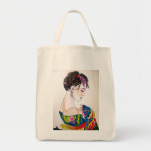 Japansk Geisha med blå kimono Tygkasse