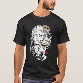 Japansk geisha med oni t shirt