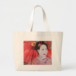 Japansk Geisha med röd paraplyoriginalkonst Jumbo Tygkasse