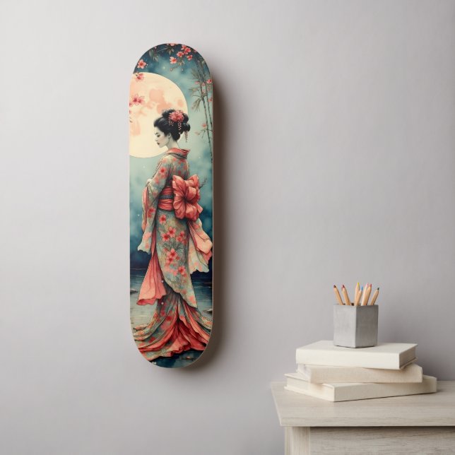 Japansk Geisha Mini Skateboard Bräda 18,5 Cm (Väggkonst)